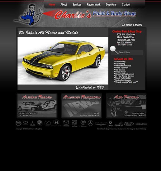 layout do site antigo mostrando tema preto com detalhes em vermelho
