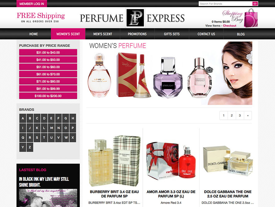 Perfume web design company, website design for perfume companies