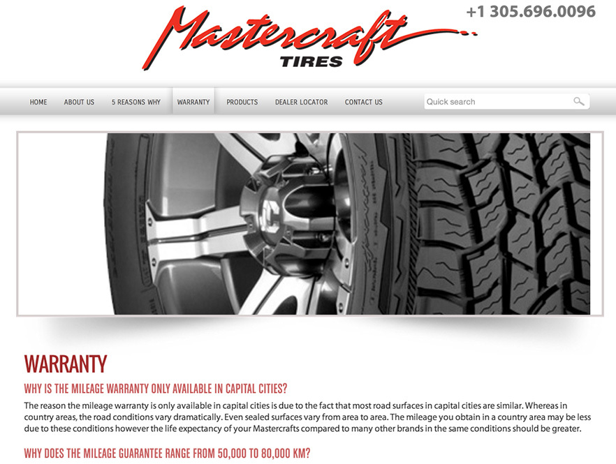 Mastercrafts tires Warranty